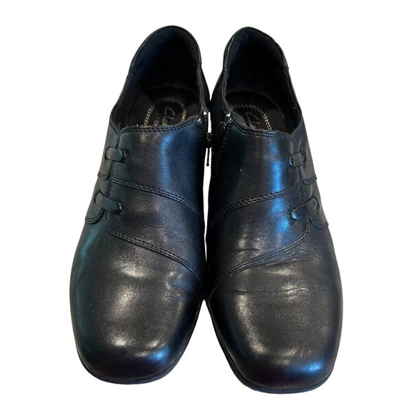 Clarks Bendables Mirabelle Hills‎ 9.5M Ankle Booties Black Leather Casual Heeled - Picture 5 of 10